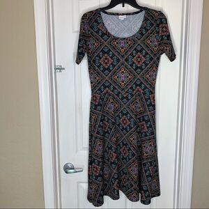 LuLaRoe Nicole A-Line Dress Size Large Aztec Colors